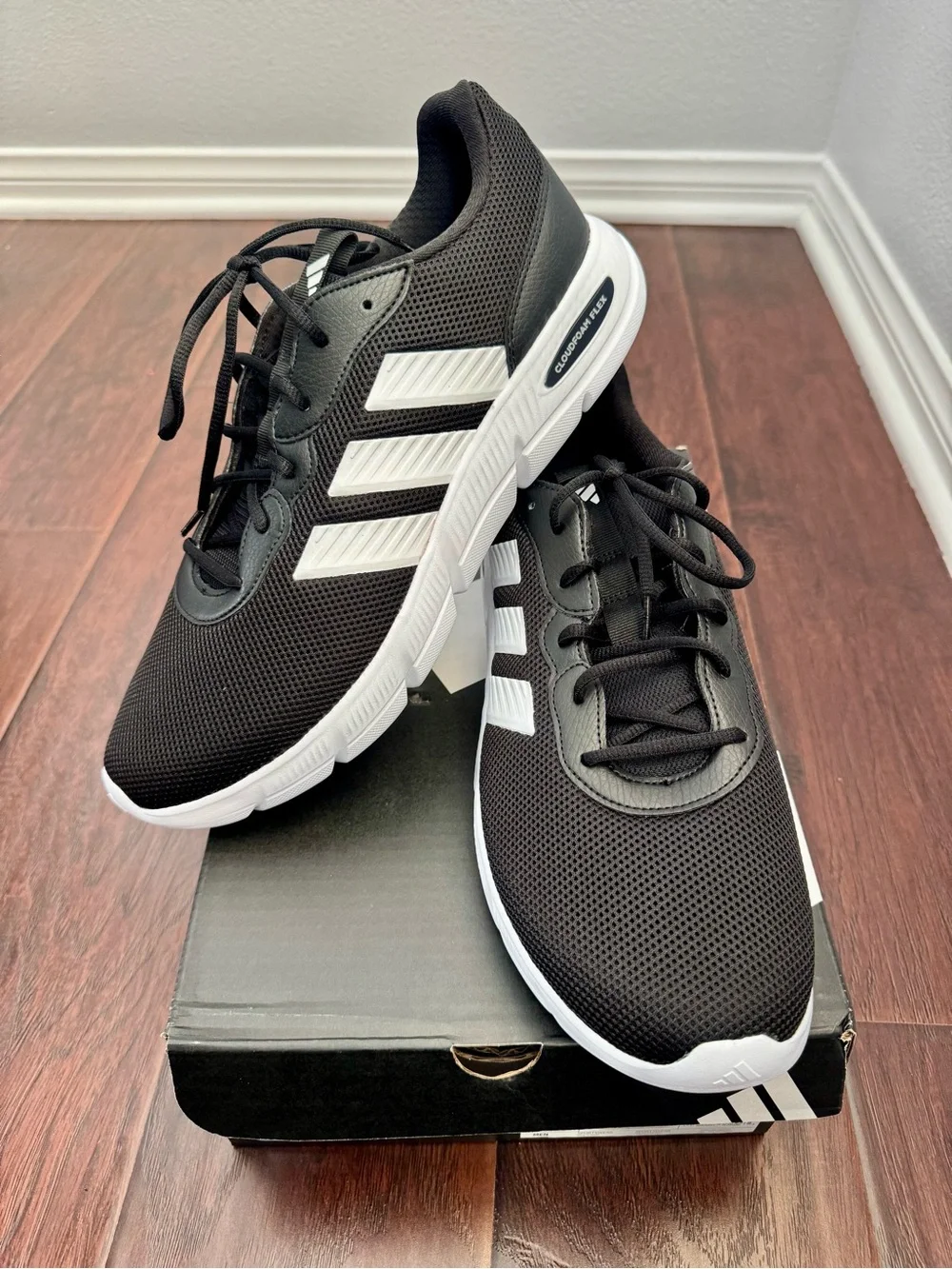 🆕 Adidas Men's Black Athletic Running Shoes - CloudFoam Flex Sneakers Size 13